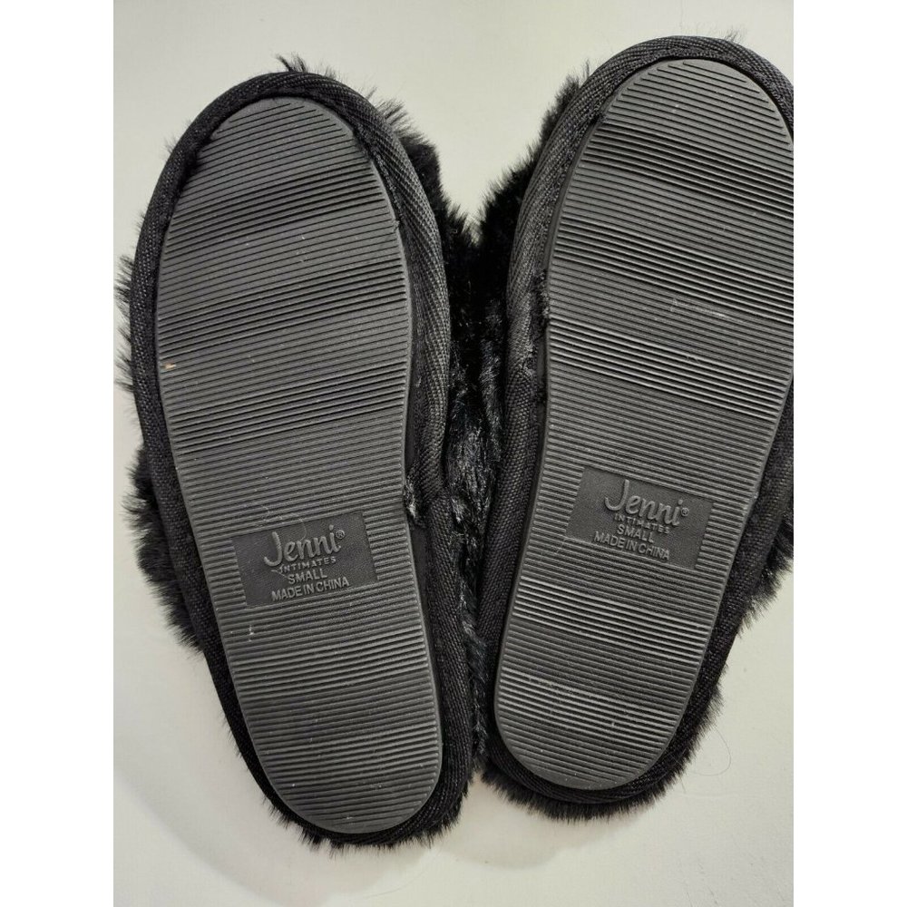 NWOT MeMoi Beverly Cozy Black Fur Criss Cross Open Toe Memory Foam Plush Slipper - Picture 4 of 4